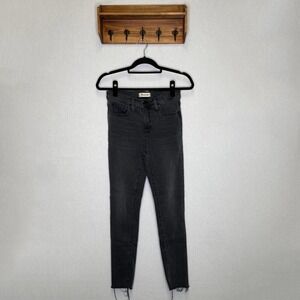 Madewell Size 26 Mid Rise Skinny BLK Gray Wash Skinny Jeans Fray Hem Denim Pants